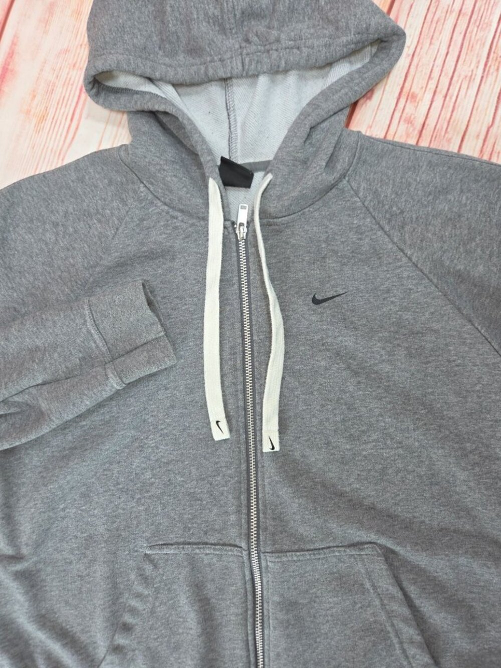 Nike Womens Oversized Gray Full-Zip Hoodie Medium